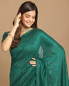 alt message - Mohey Women Decadent Dark Green Saree image number 1