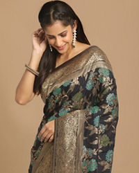 Mohey Women Angelic Indigo Blue Saree
