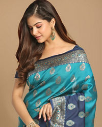 Mohey Women Royal Green Silk Saree
