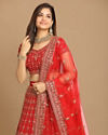 alt message - Mohey Women Royal Red Lehenga image number 1