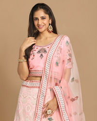 Mohey Women Light Pink Georgette Lehenga
