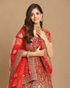 alt message - Mohey Women Magnificent Red Bridal Lehenga image number 1