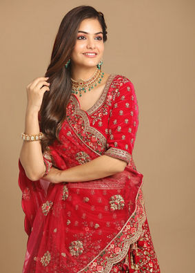 Mohey Women Glamorous Rani Pink Bridal Lehenga