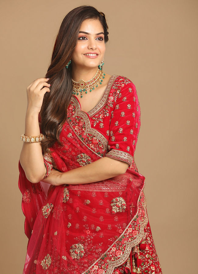 Mohey Women Glamorous Rani Pink Bridal Lehenga
