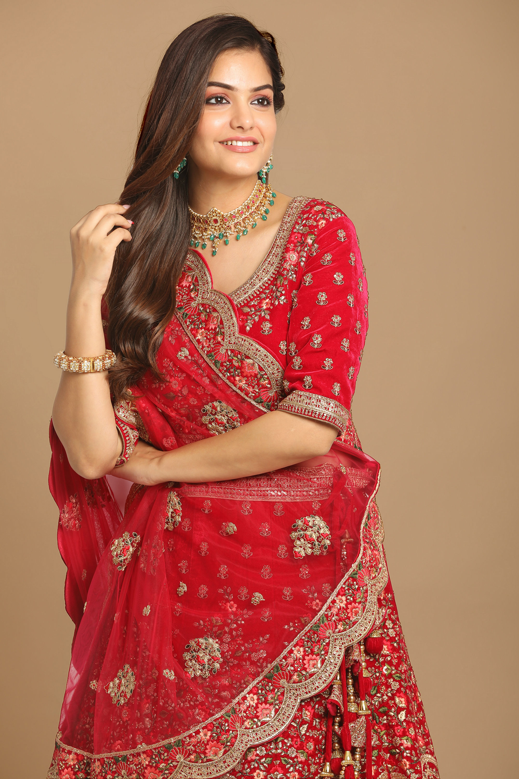 Mohey Women Glamorous Rani Pink Bridal Lehenga