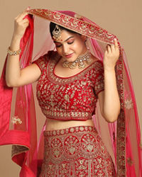 Mohey Women Magnificent Rani Pink Bridal Lehenga