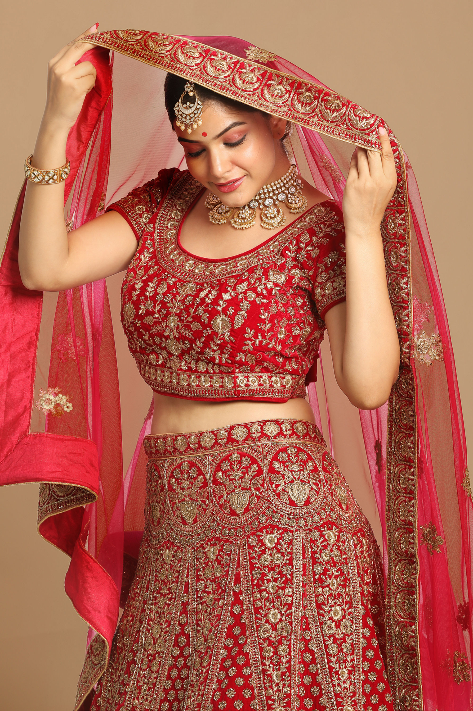 Mohey Women Magnificent Rani Pink Bridal Lehenga