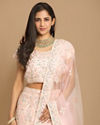 Mohey Women Detailed Pink Bridal Lehenga image number 1