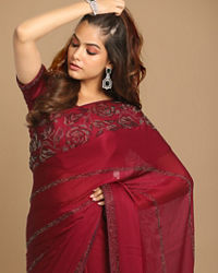 Mohey Women Delicate Wine Saree