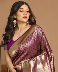 Mohey Women Royal Purple Saree