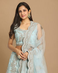 Mohey Women Graceful Light Blue Bridal Lehenga