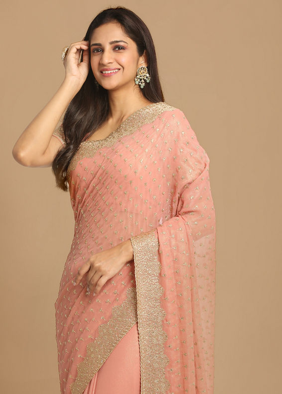 Mohey Women Georgeous Pink Saree