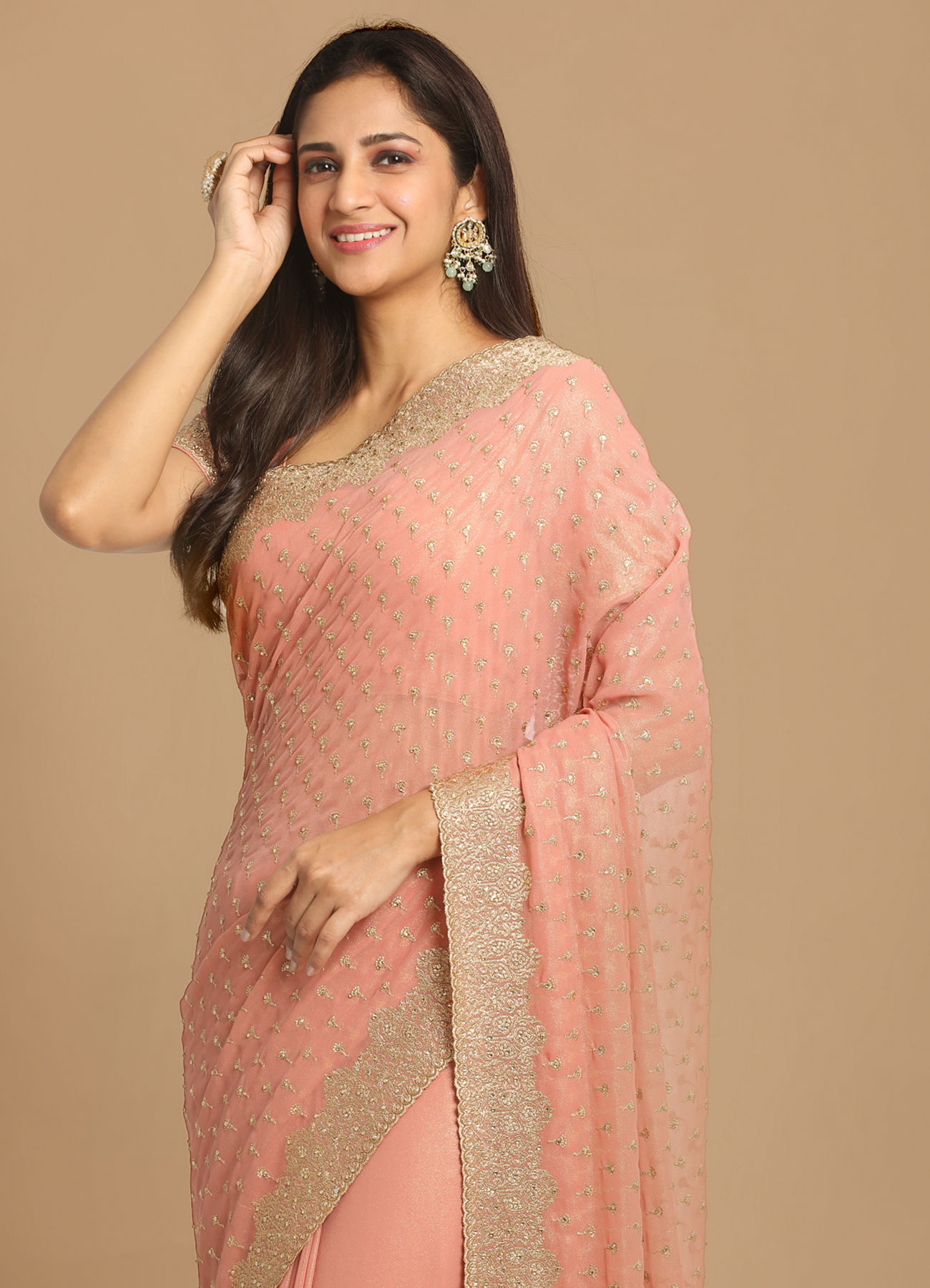 Mohey Women Georgeous Pink Saree