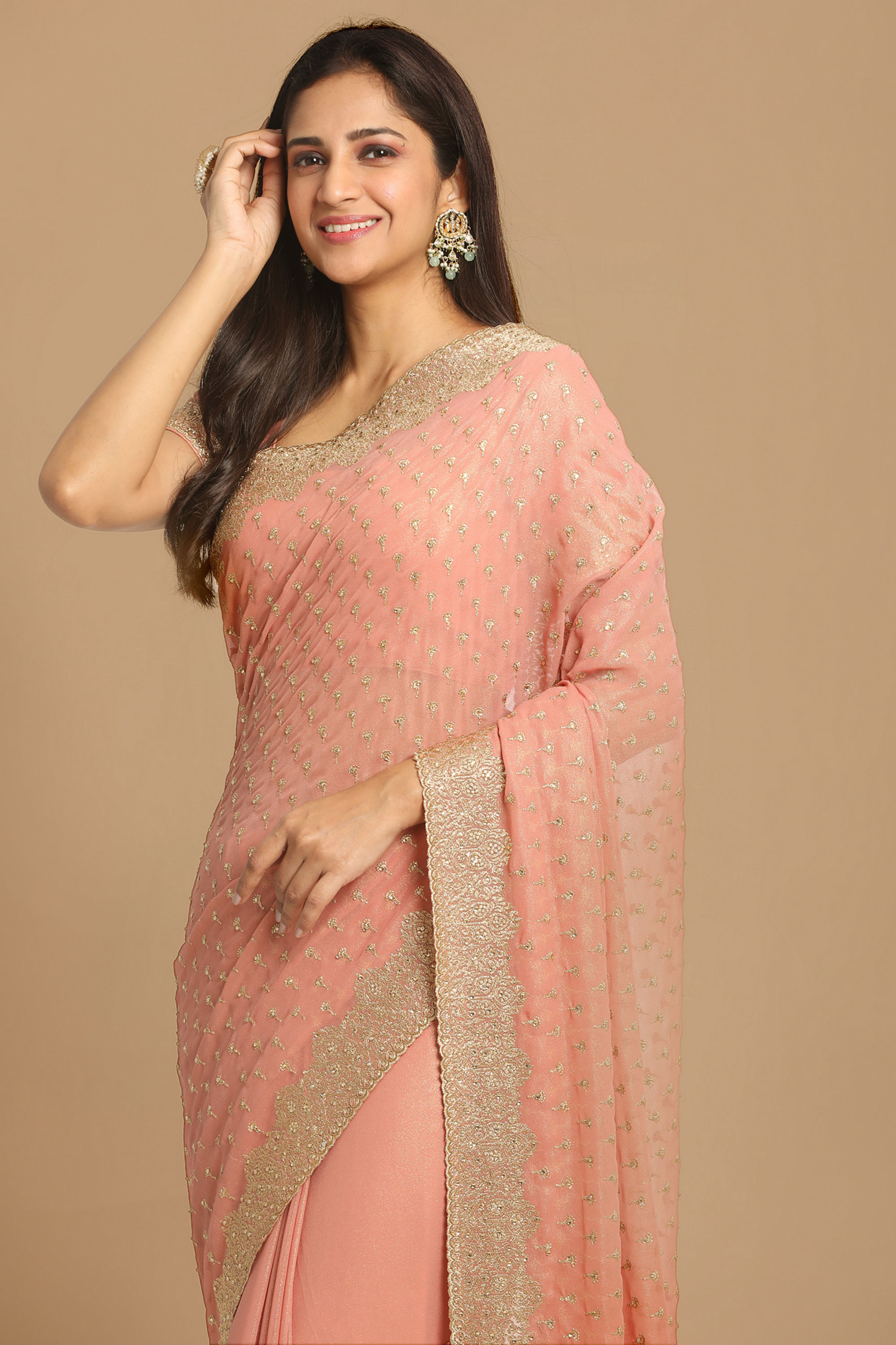 Mohey Women Georgeous Pink Saree