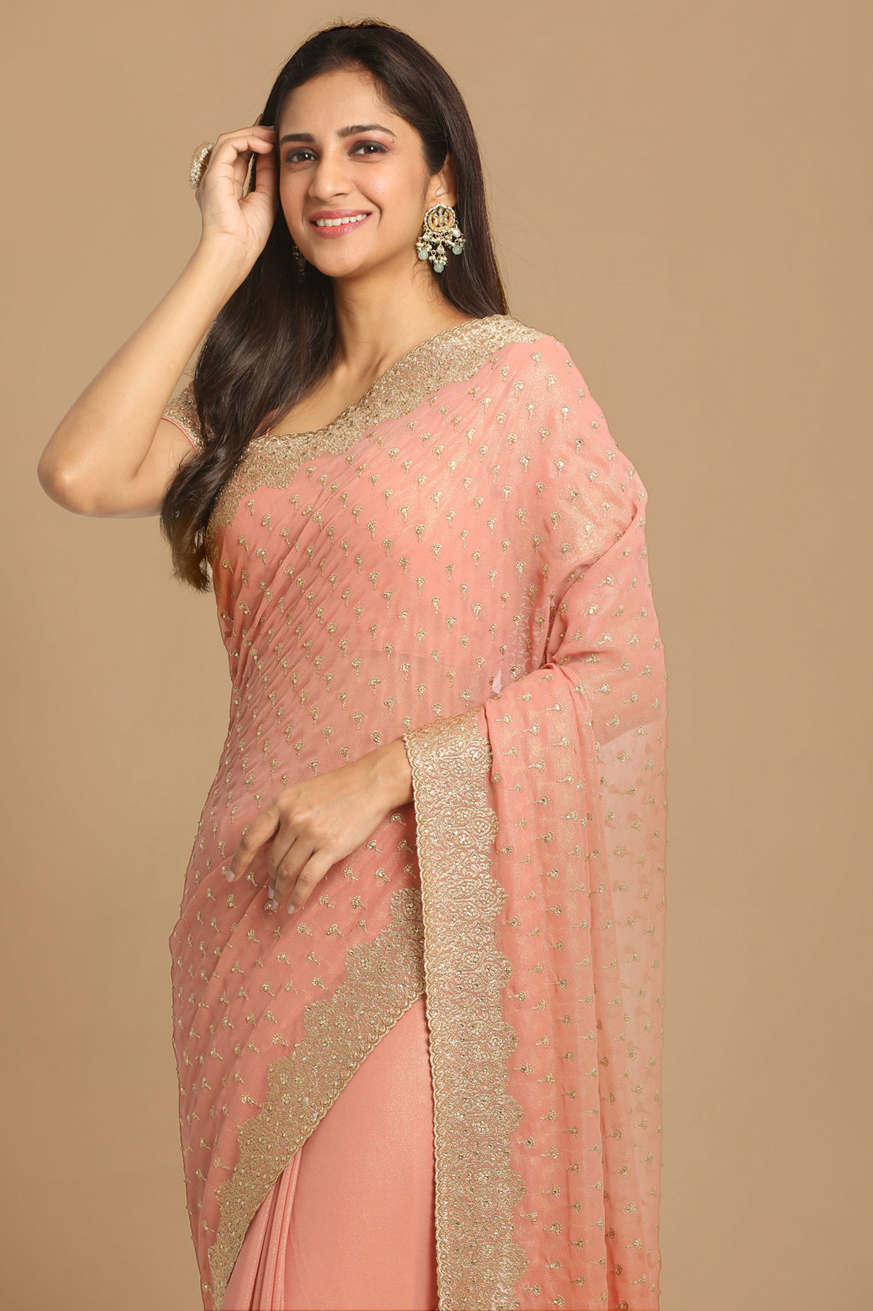 Mohey Women Georgeous Pink Saree image number 1