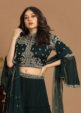 Mohey Women Dark Green Lehenga image number 1