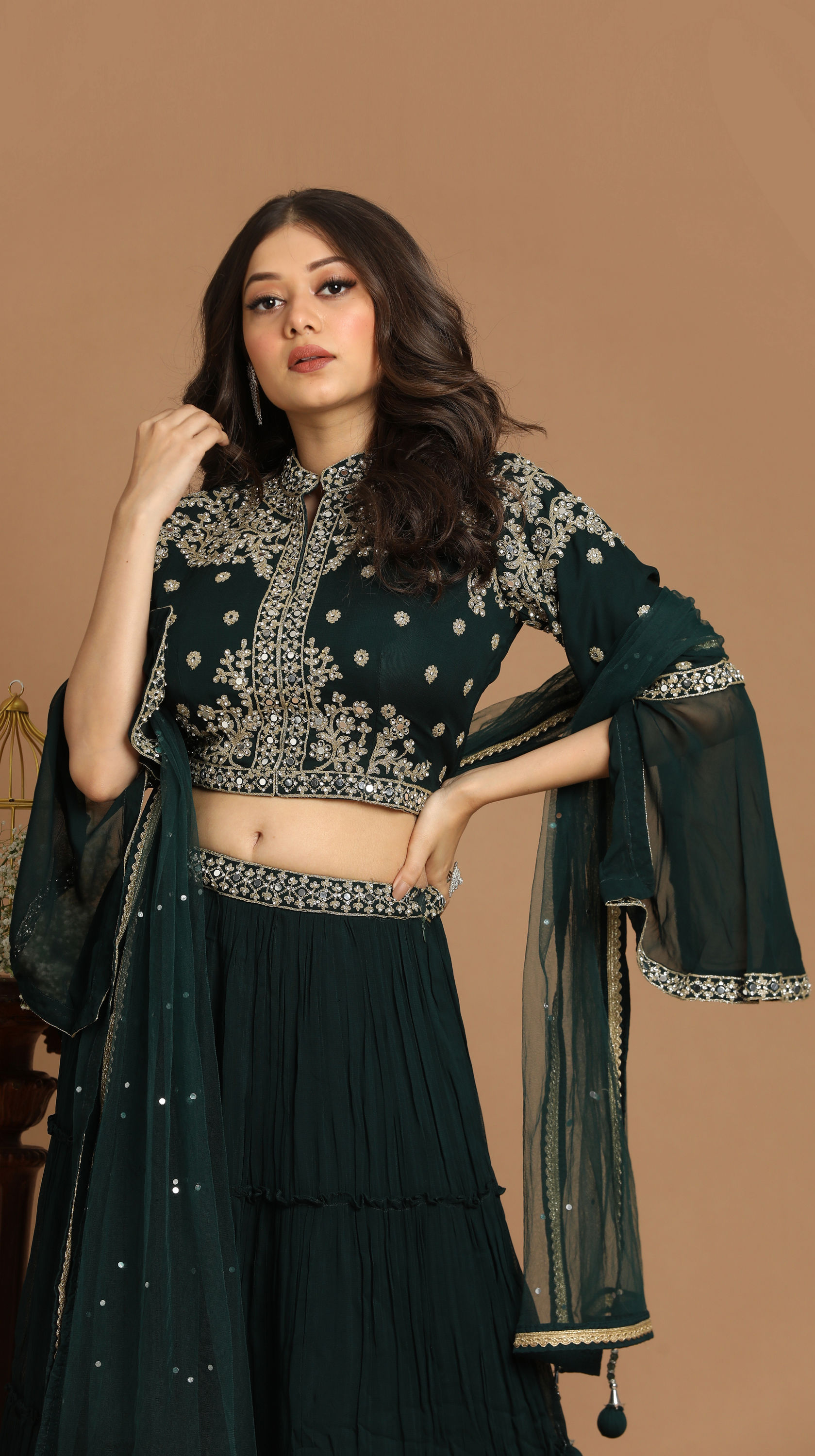 Mohey Women Dark Green Lehenga