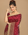 alt message - Mohey Women Sensational Wine Saree image number 1