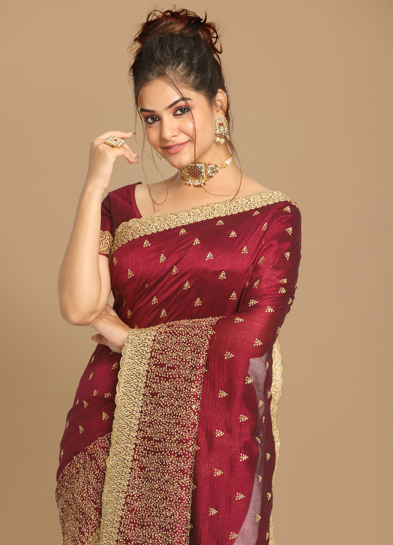 Mohey Women Sensational Wine Saree