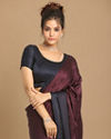 Mohey Women Gorgeous Wine And Indigo Saree