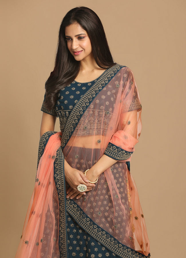 Mohey Women Blissful Blue Lehenga