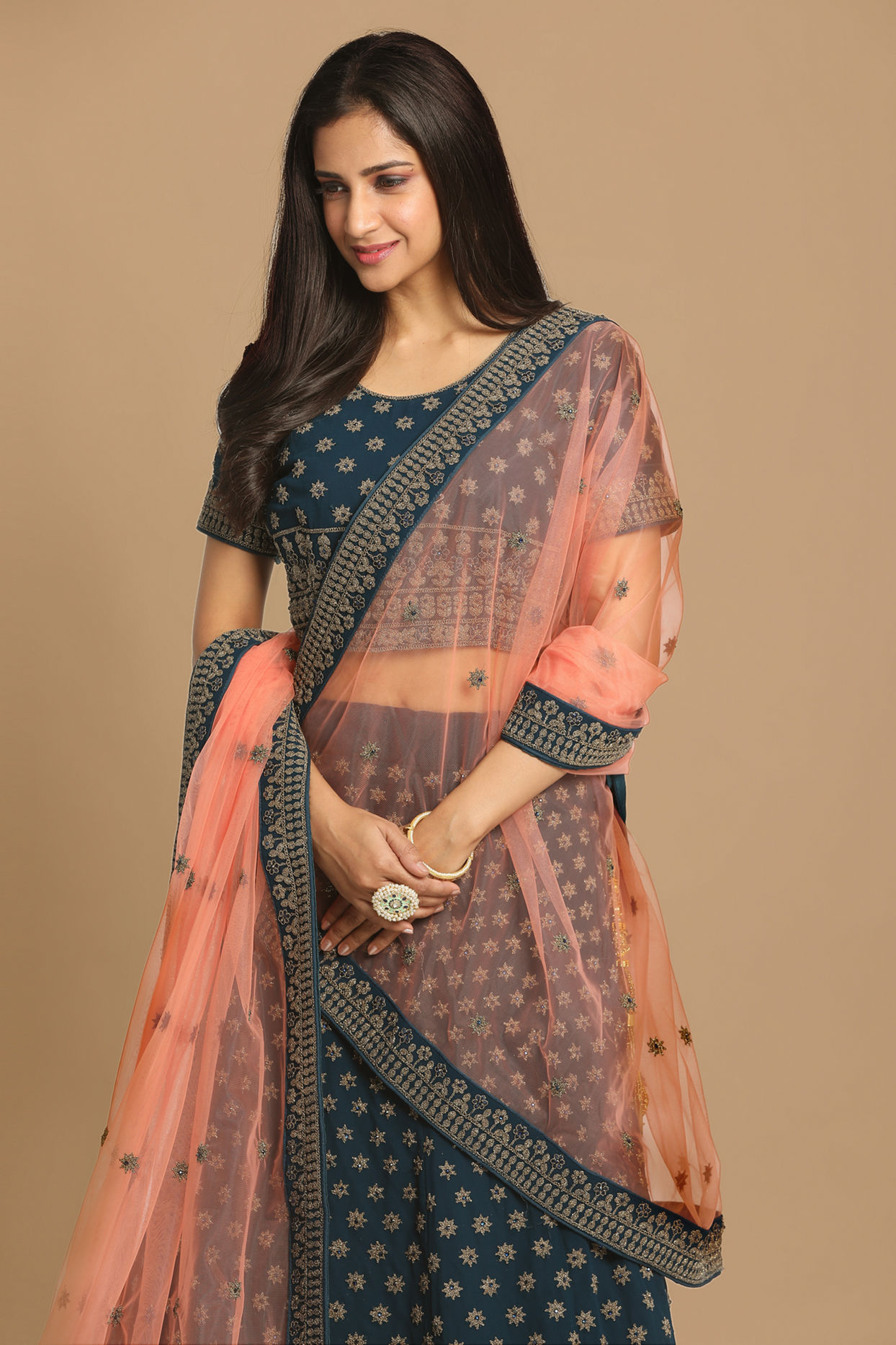 Mohey Women Blissful Blue Lehenga