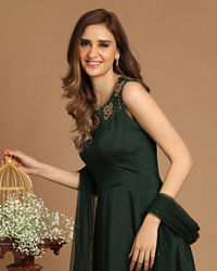 Mohey Women Impressive Bottle Green Gown