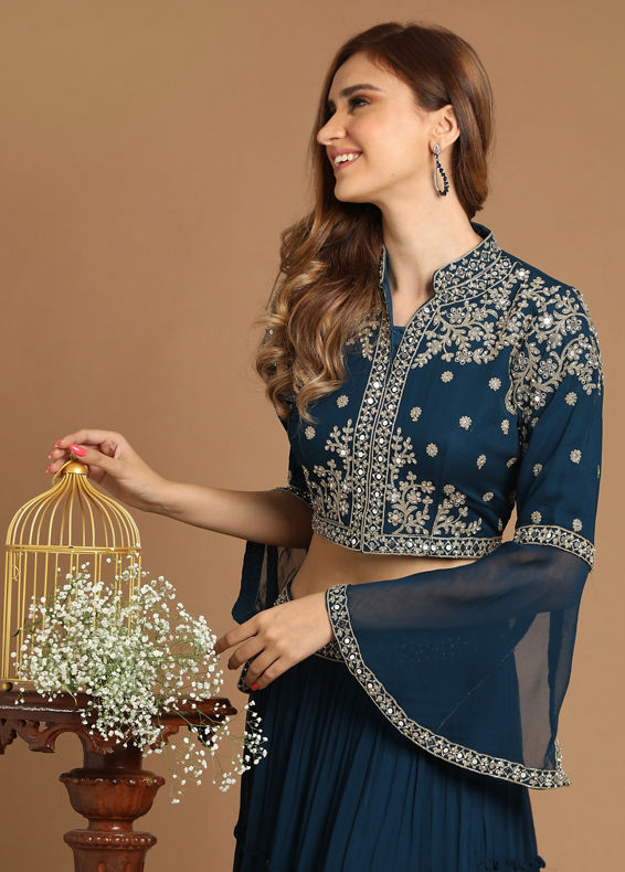 Mohey Women Glamorous Dark Blue Lehenga