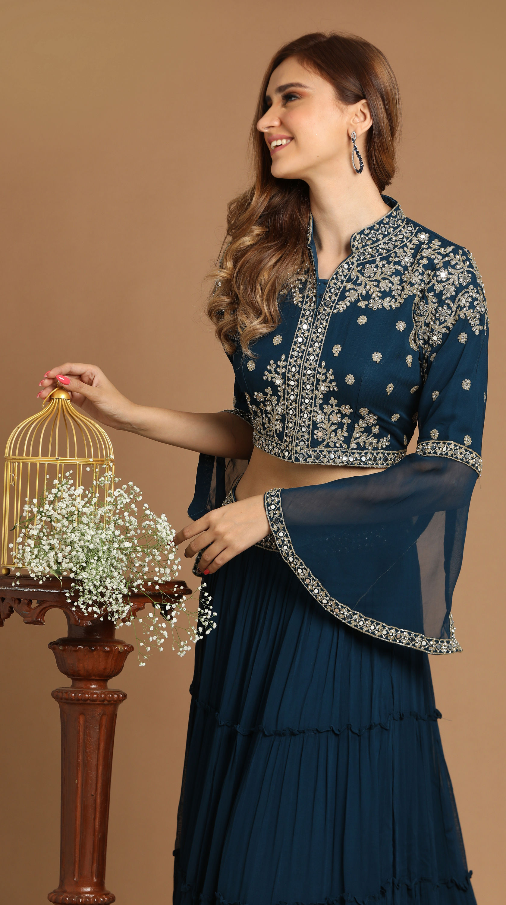 Mohey Women Glamorous Dark Blue Lehenga