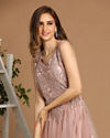 Pink Net Gown With Embroidery image number 1