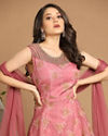 Pink Organza Stitched Suit image number 1