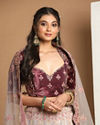 Mohey Women Purple Imperial Patterned Embroidered Bridal Lehenga