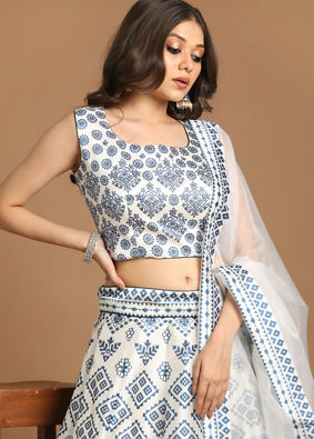Mohey Women Elegant White Lehenga