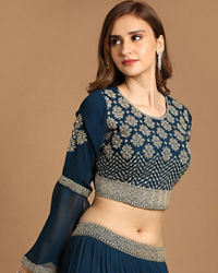 Mohey Women Fabulous Blue Lehenga
