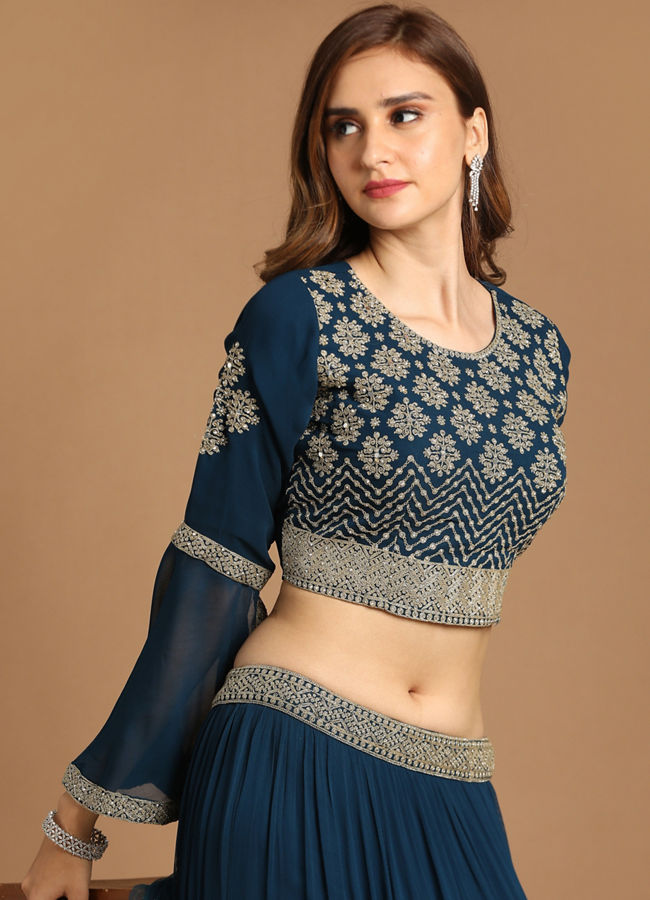 Mohey Women Fabulous Blue Lehenga