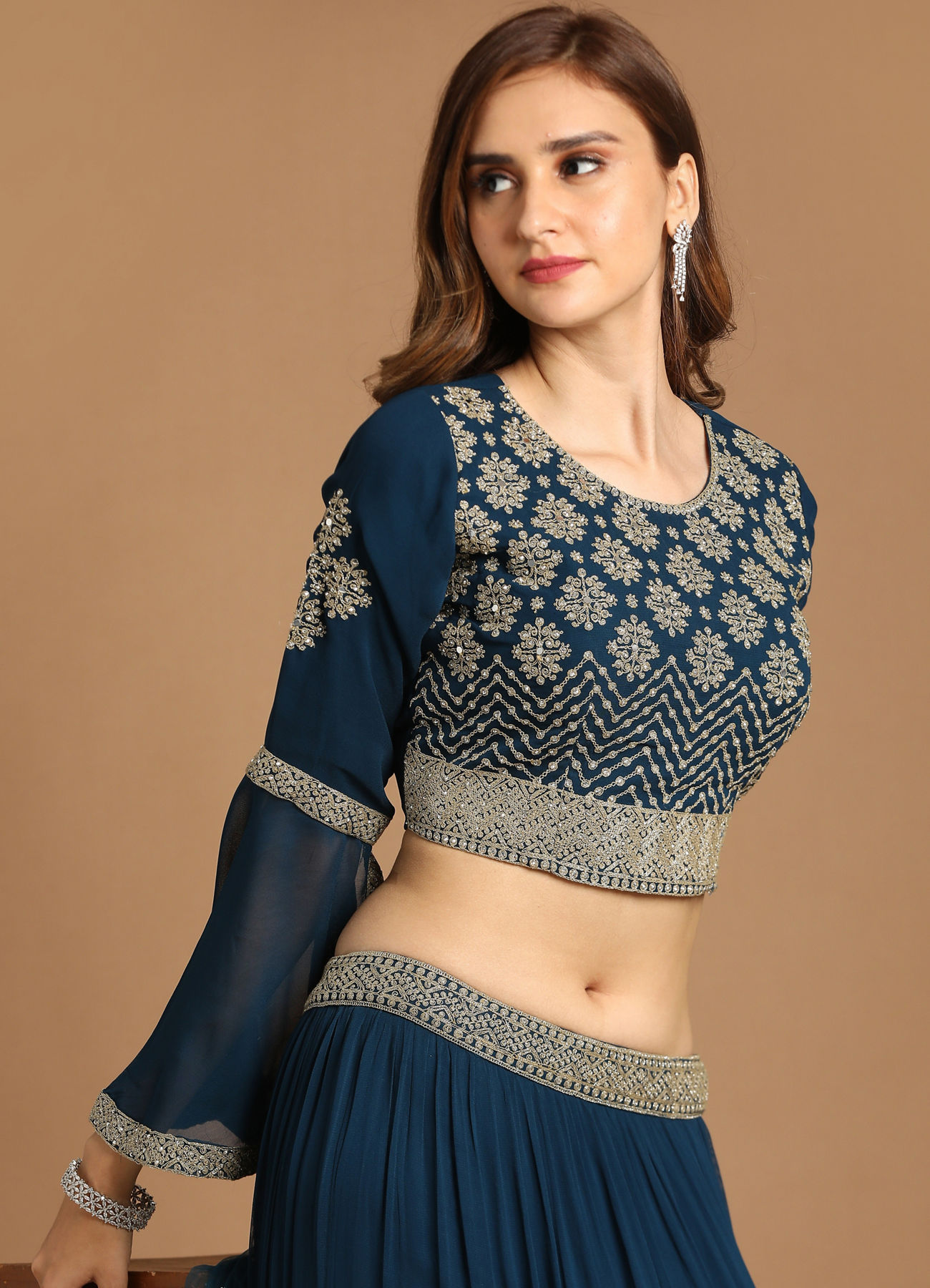 Mohey Women Fabulous Blue Lehenga