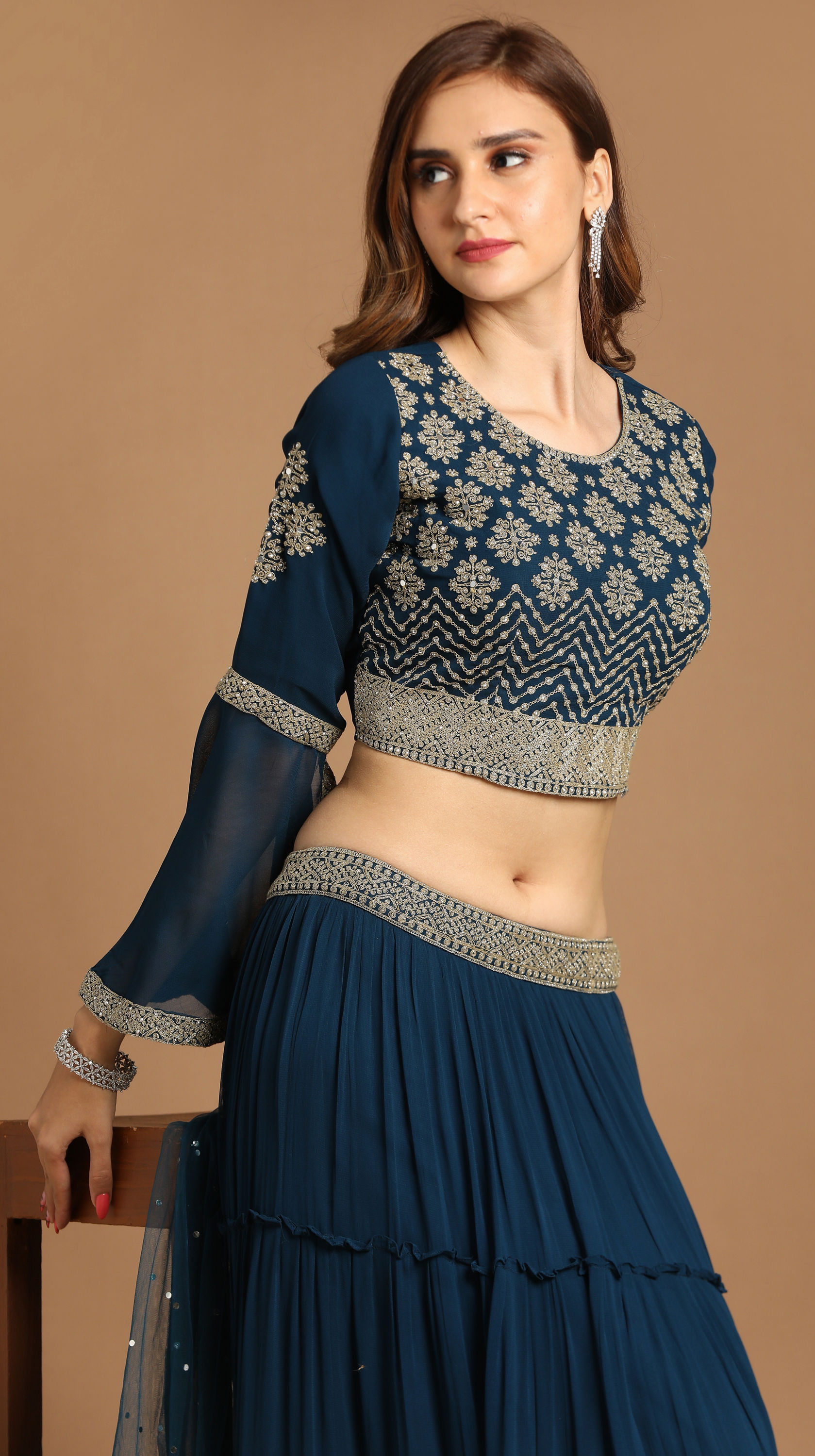 Mohey Women Fabulous Blue Lehenga