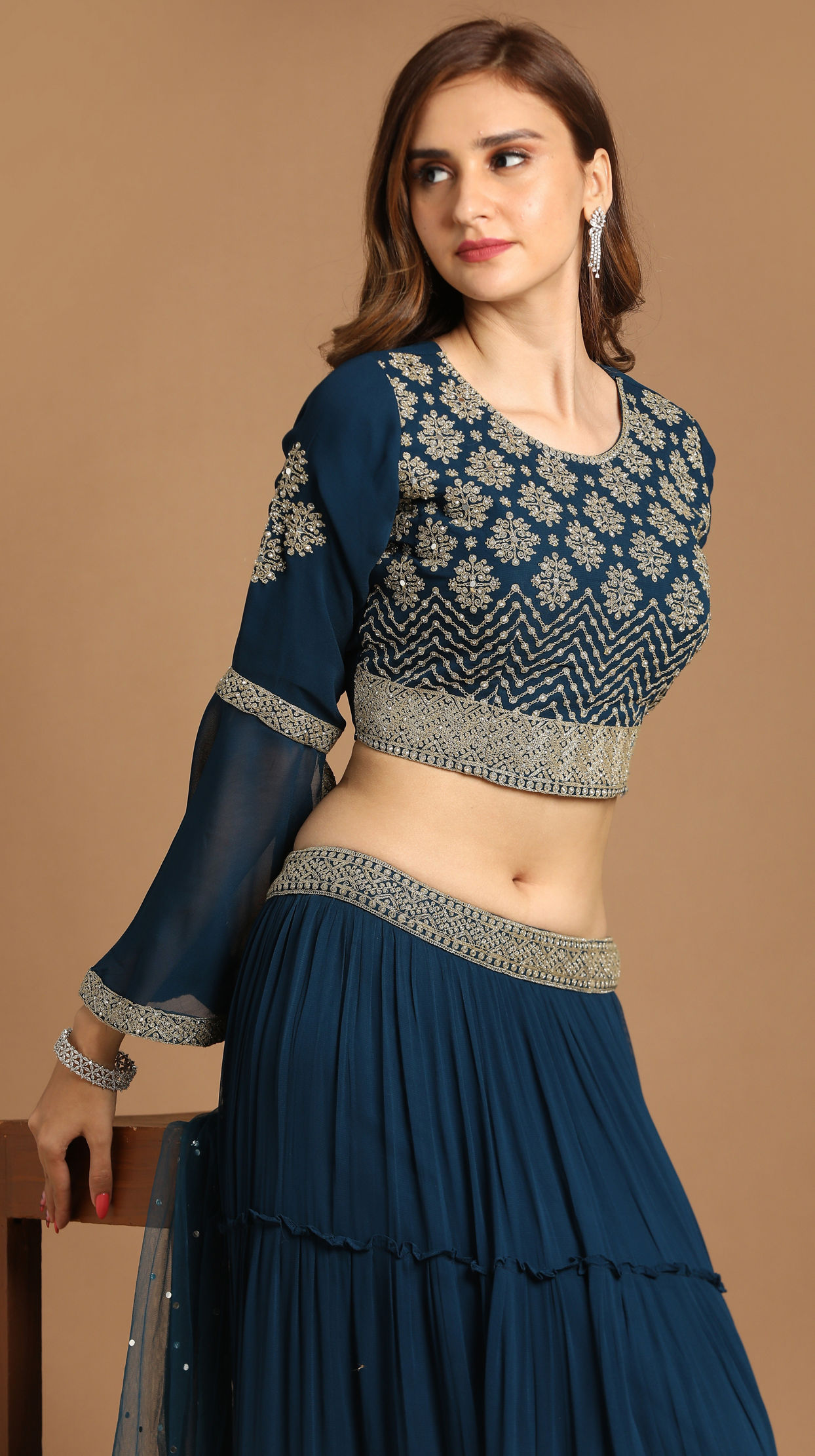 Mohey Women Fabulous Blue Lehenga