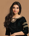 Mohey Women Bottle Green Velvet Gown