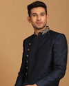 Manyavar Men Dark Blue Indo Western With Dupatta