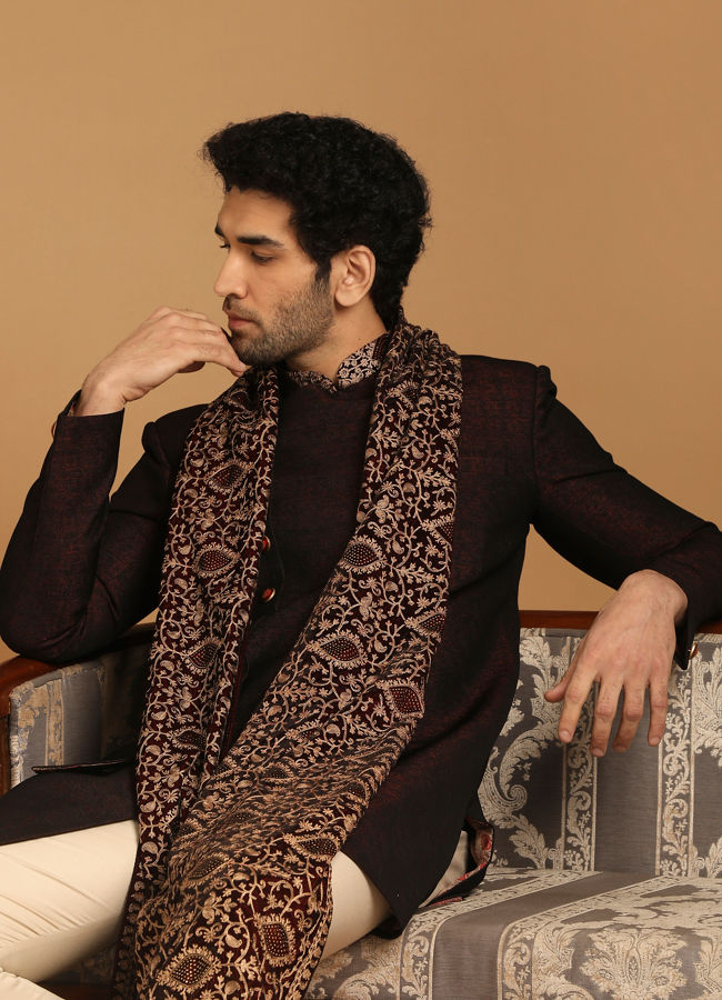 Maroon Indo Western With Dupatta image number 0