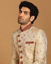 Manyavar Men Contemporary Biscuit Color Sherwani