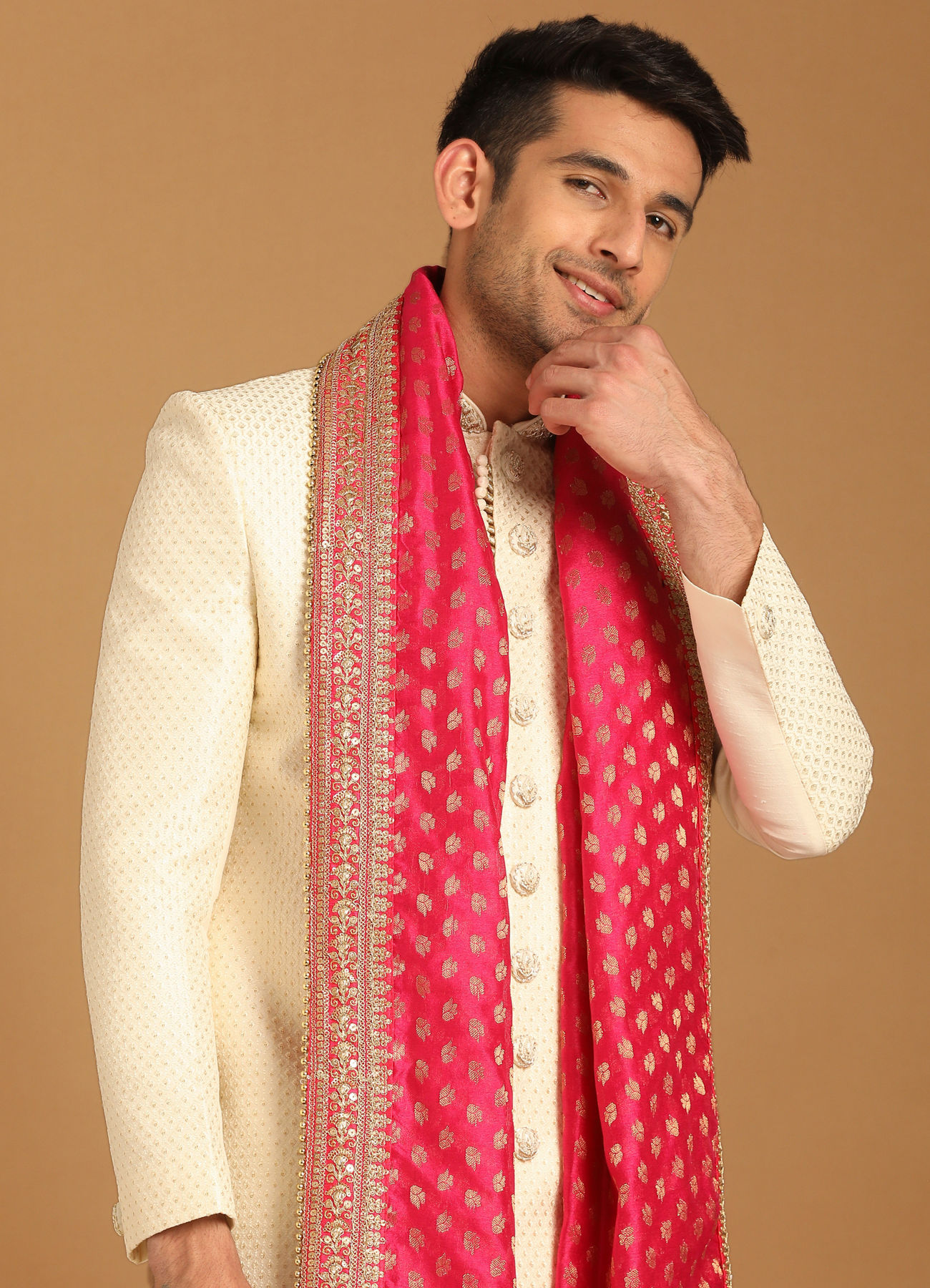 Manyavar Men Charismatic Cream Sherwani