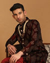 Manyavar Men Elegant Maroon Velvet Sherwani