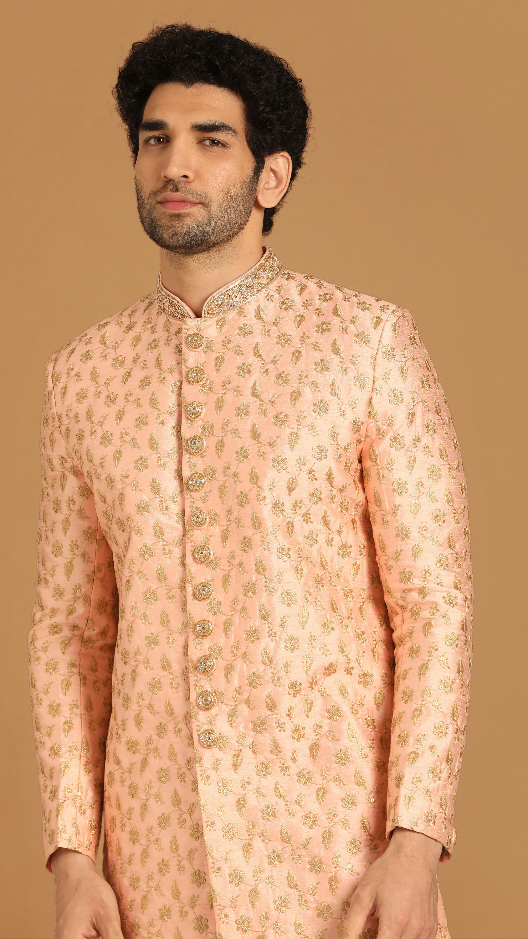 Manyavar Men Classy Light Pink Sherwani