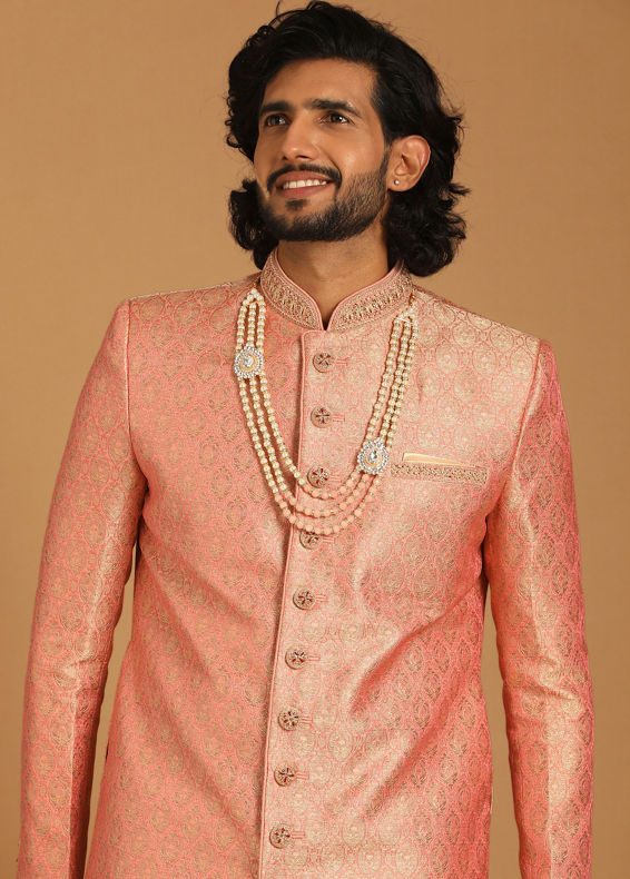 Manyavar Men Elegant Rani Pink Sherwani