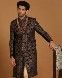 Manyavar Men Regal Velvet Maroon Sherwani Set