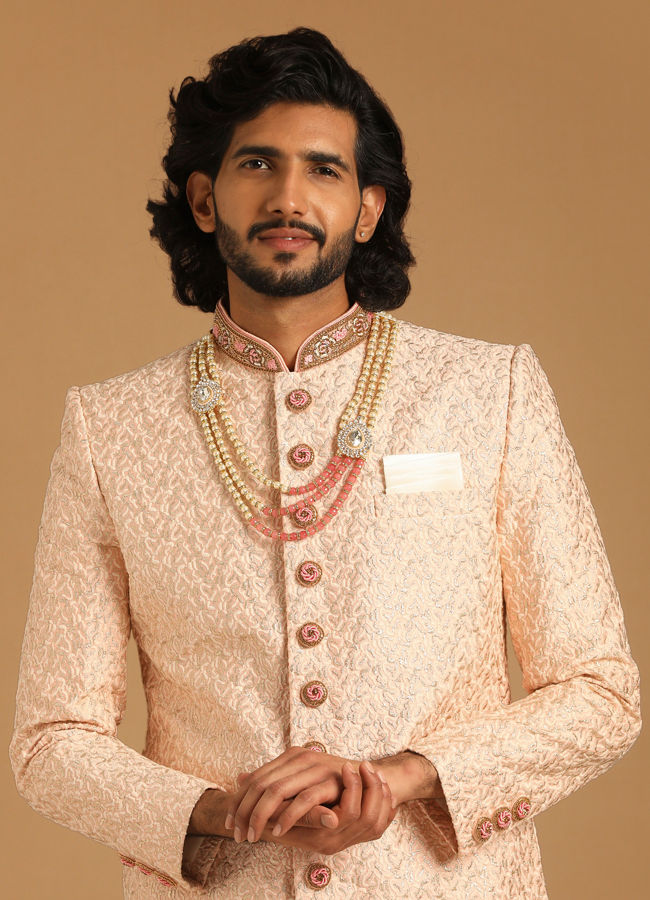 alt message - Manyavar Men Quintessential Gajaree Sherwani image number 0