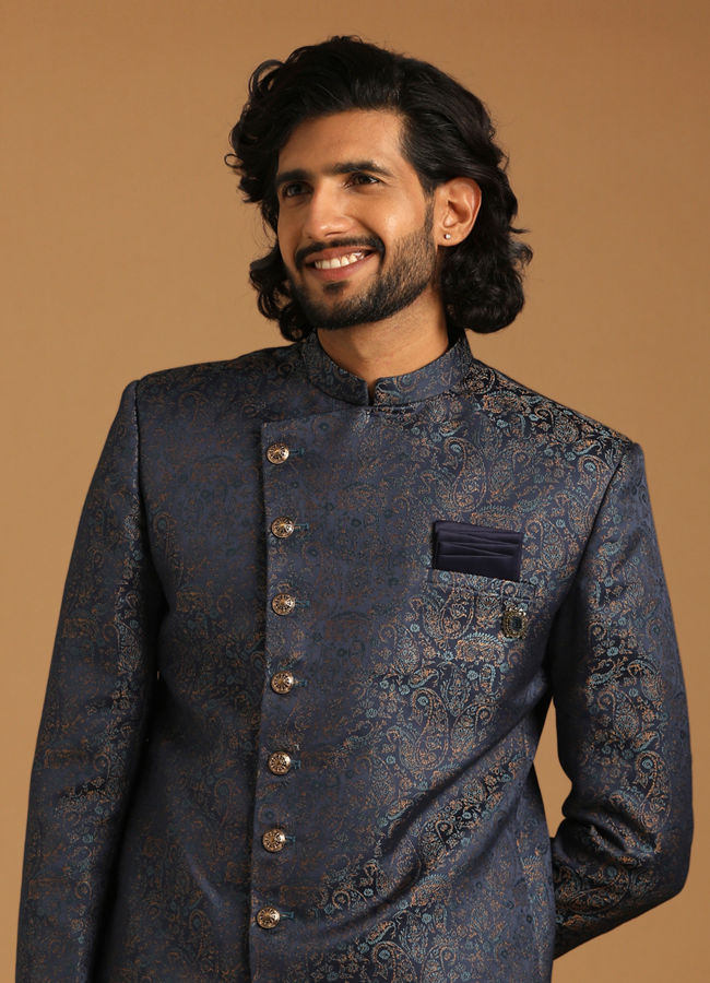 alt message - Manyavar Men Flattering Feroze Indo Western image number 0