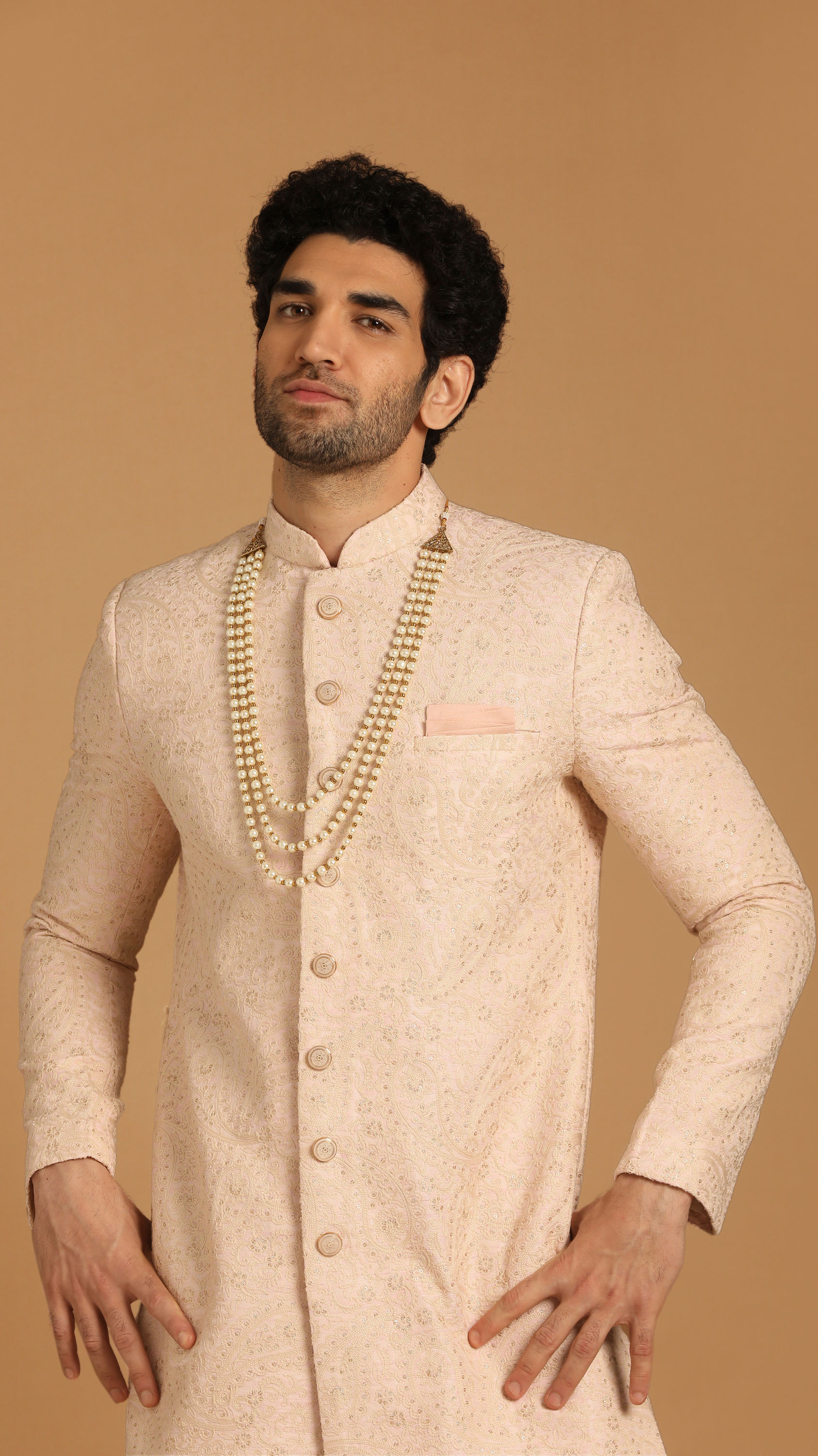 Manyavar Men Luxe Rani Pink Sherwani